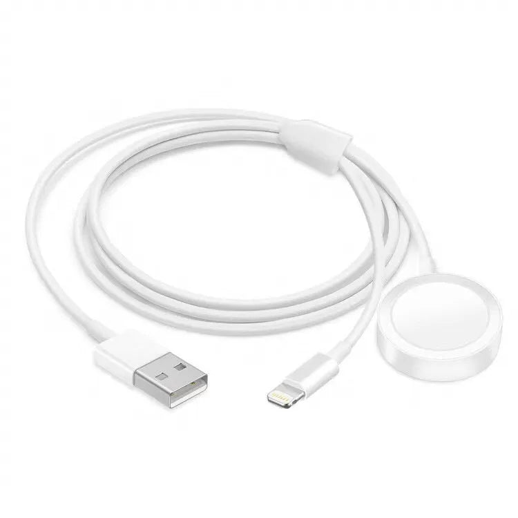 White two-in-one wireless watch charger with USB interface