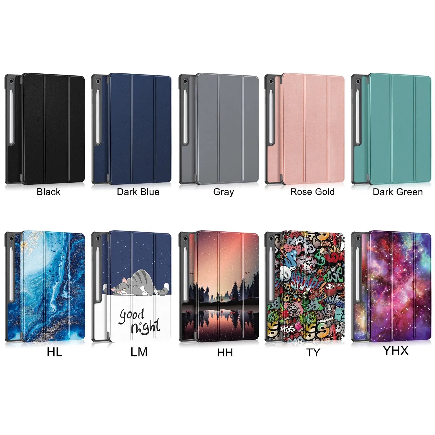 Samsung Tab S10 FE Plus 13 inch tablet case in black with built-in kickstand and magnetic back