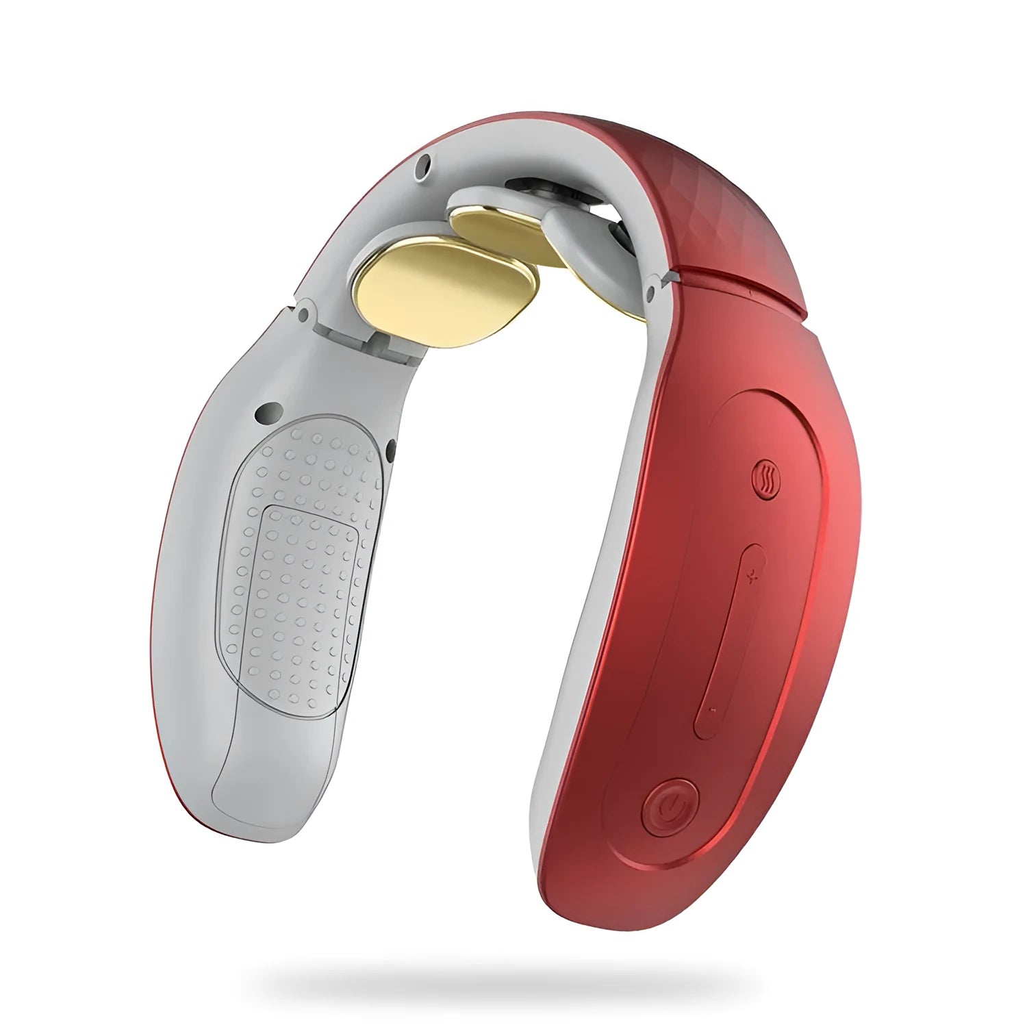 Intelligent cervical massager in red or white with battery power and multiple massage techniques
