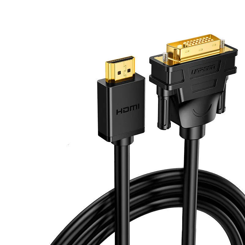HDMI converter adapter cable on a green background, showing connector detail and available length options