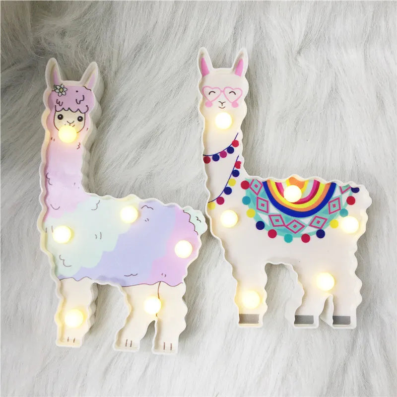 Alpaca night light 19cm x 12cm x 3cm in White, Yellow, and White Hair colour options