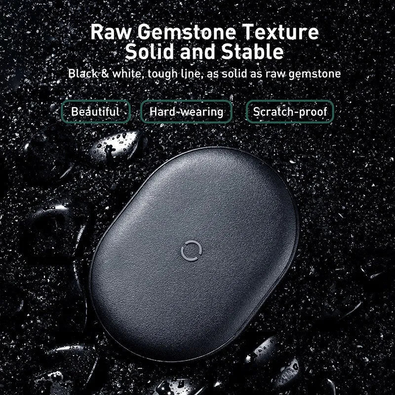 Baseus Rough 15W wireless charging pad in black and white colour options with Type-C port