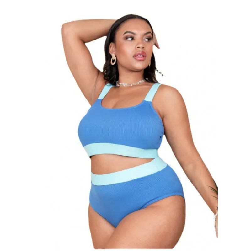 Women's high-waist polyester bikini set in picture colour available sizes 0XL to 4XL