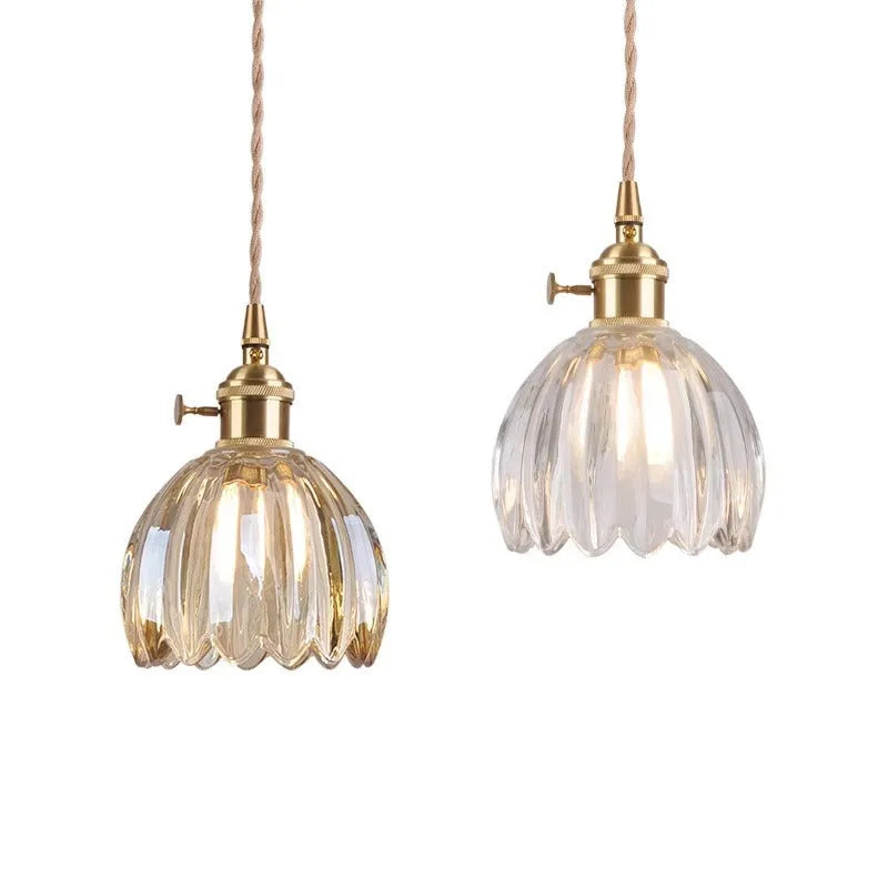 Vintage glass bedside chandelier with Nordic design in amber colour