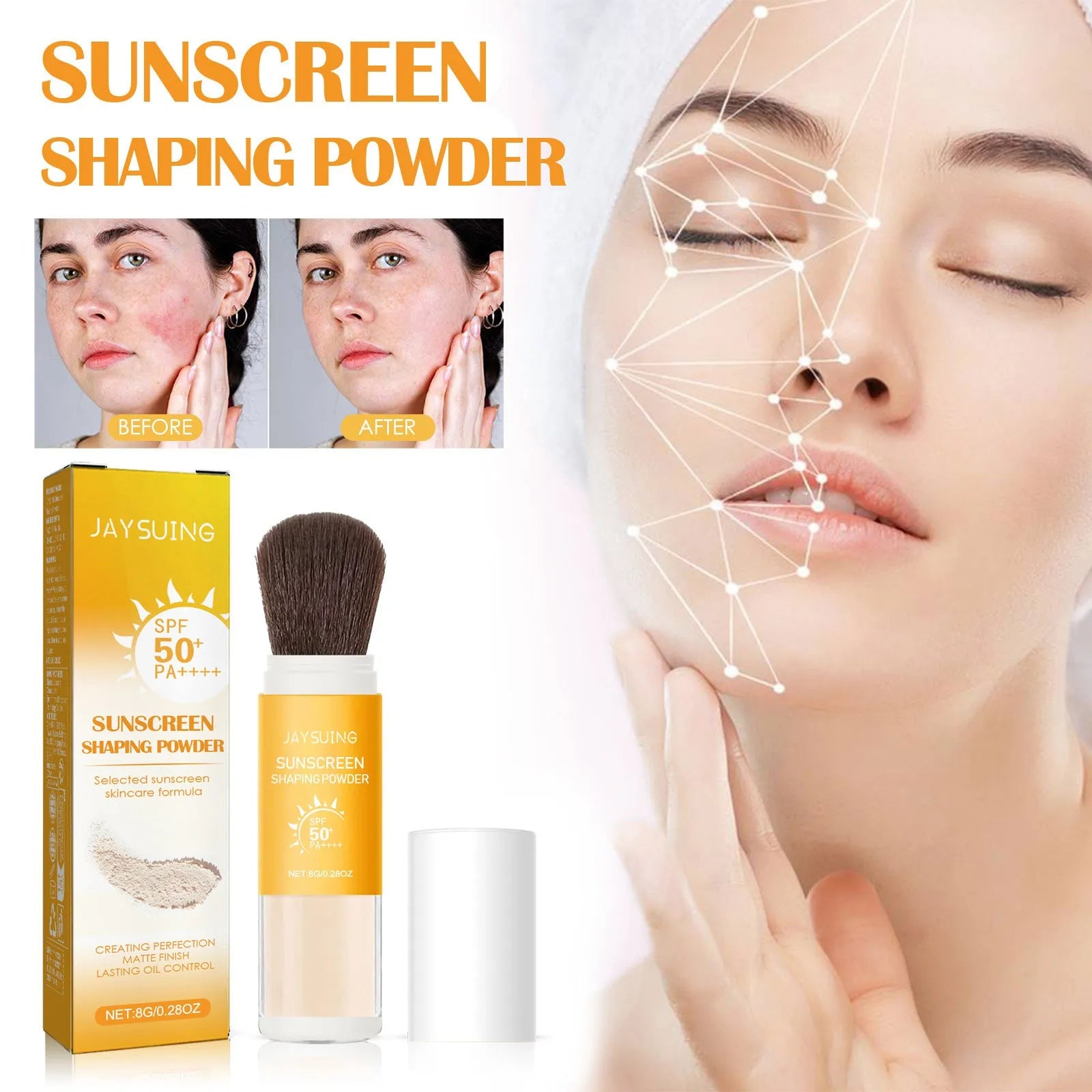 8g oil control setting powder container with loose finishing powder for matte makeup