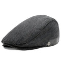 Woolen beret with herringbone pattern in gray, adjustable dome crown design for winter warmth