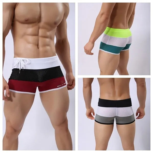 Fearless Captain men's swimming pants flat corners nylon briefs colour match black white red