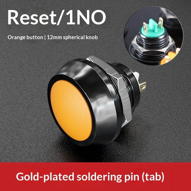 12mm red wave spherical handle self-resetting button with silver-plated contacts, waterproof, for electronic remote control