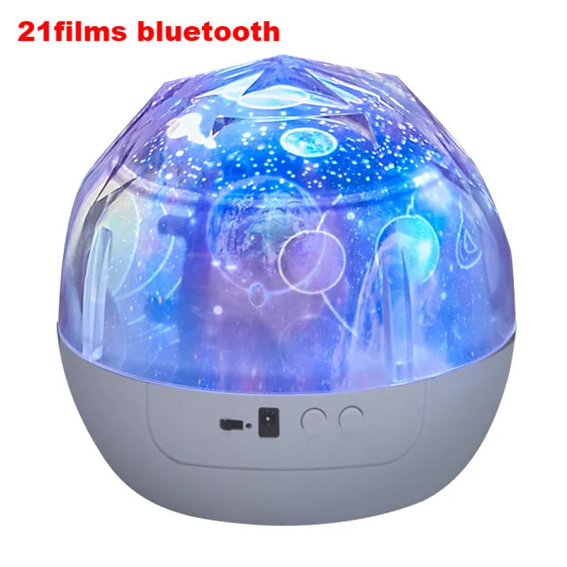 Starry sky projector with cosmic film sets showing constellation patterns on wall