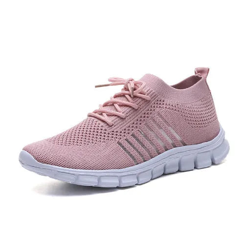 Women's breathable high-top lace-up platform sneaker in various colours on a casual background.