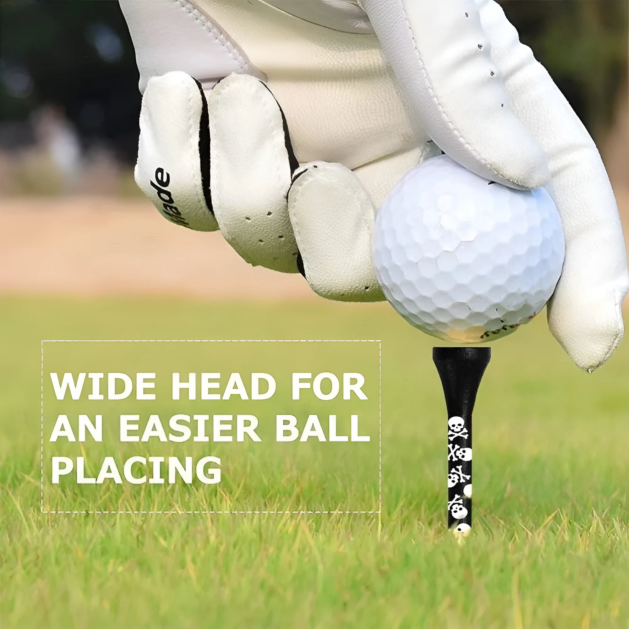 Black skull print bamboo dowel pins for golf shoes in 70mm and 83mm lengths