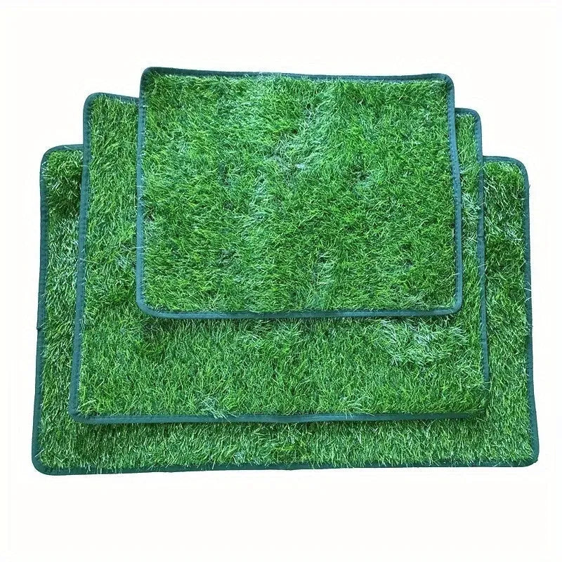Washable artificial grass dog toilet training mat shown in small, medium, and large size options.