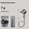 A set of 50 lead-headed jig hooks with steel construction and a four-times strengthening process.