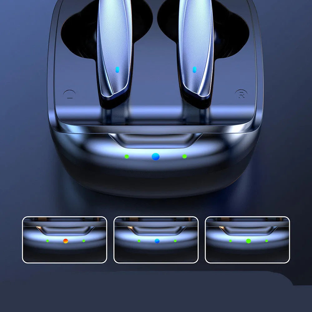 Black and white TWS Bluetooth 5.0 wireless earbuds with charging case and USB cable