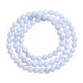 Blue agate beaded bracelet with Ruyi design elements and scattered striped beads
