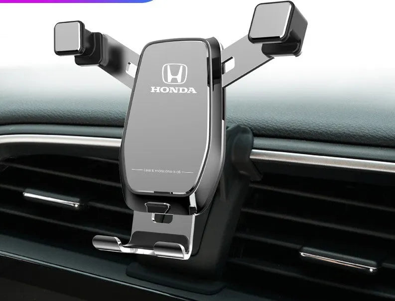 Car phone bracket gravity snap-on mount in Athens Black for dashboard outlet installation