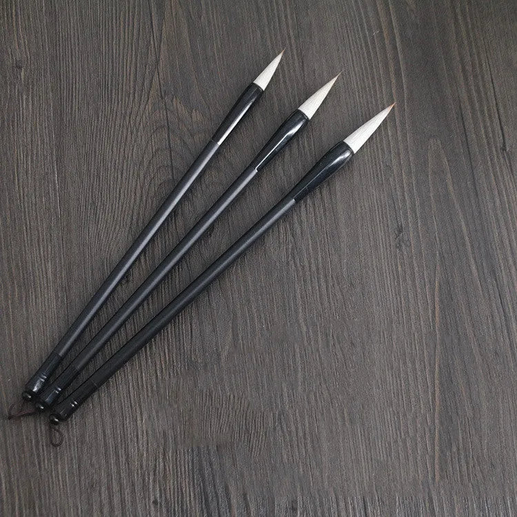 Student Chinese calligraphy brush with steel barrel and traditional wolf hair nib