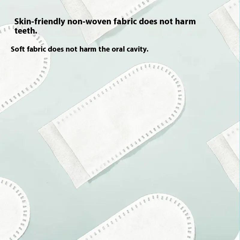 A pack of 50 disposable non-woven fabric finger cots for cleaning dog and cat teeth