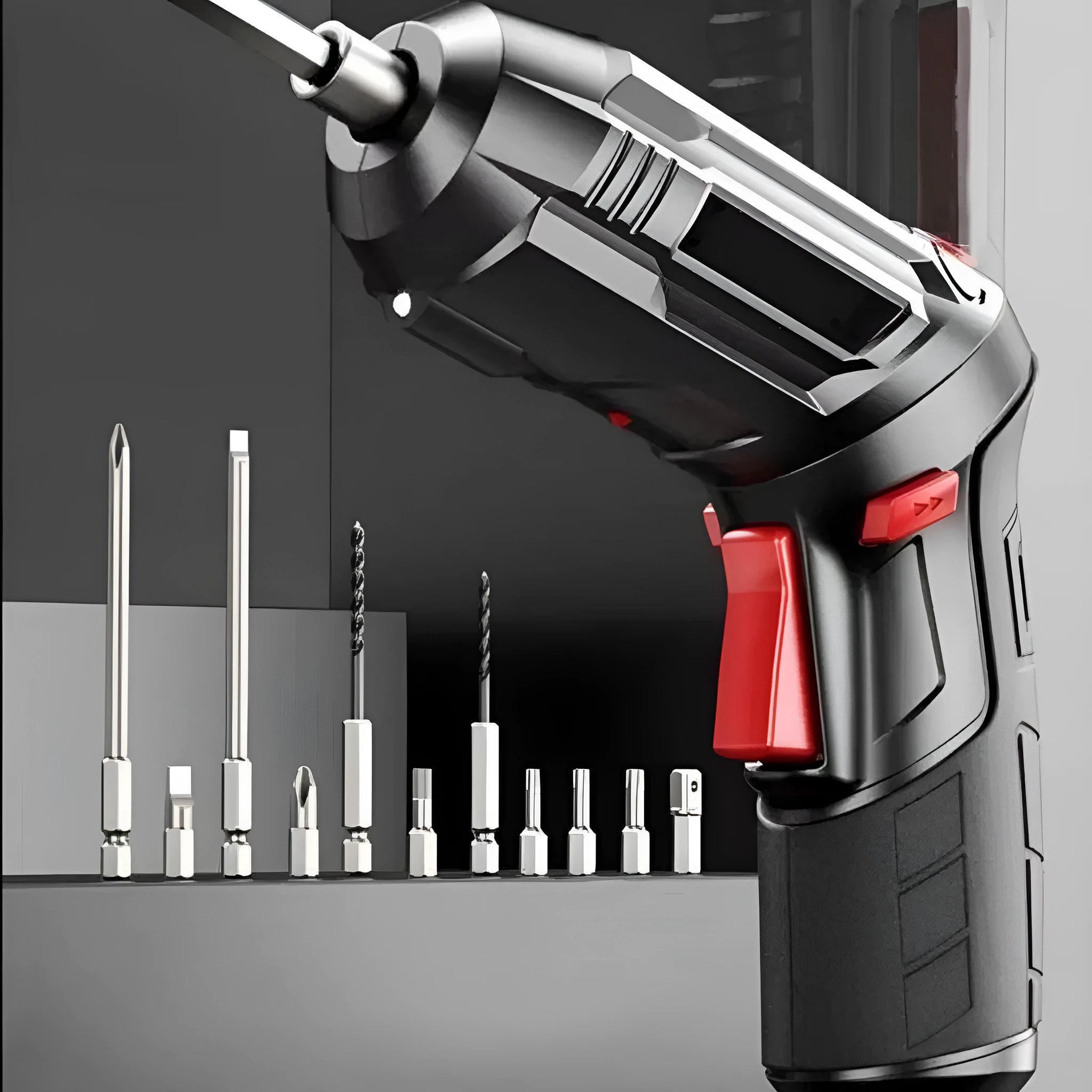Compact electric screwdriver with lithium battery and utility bag for DIY tasks