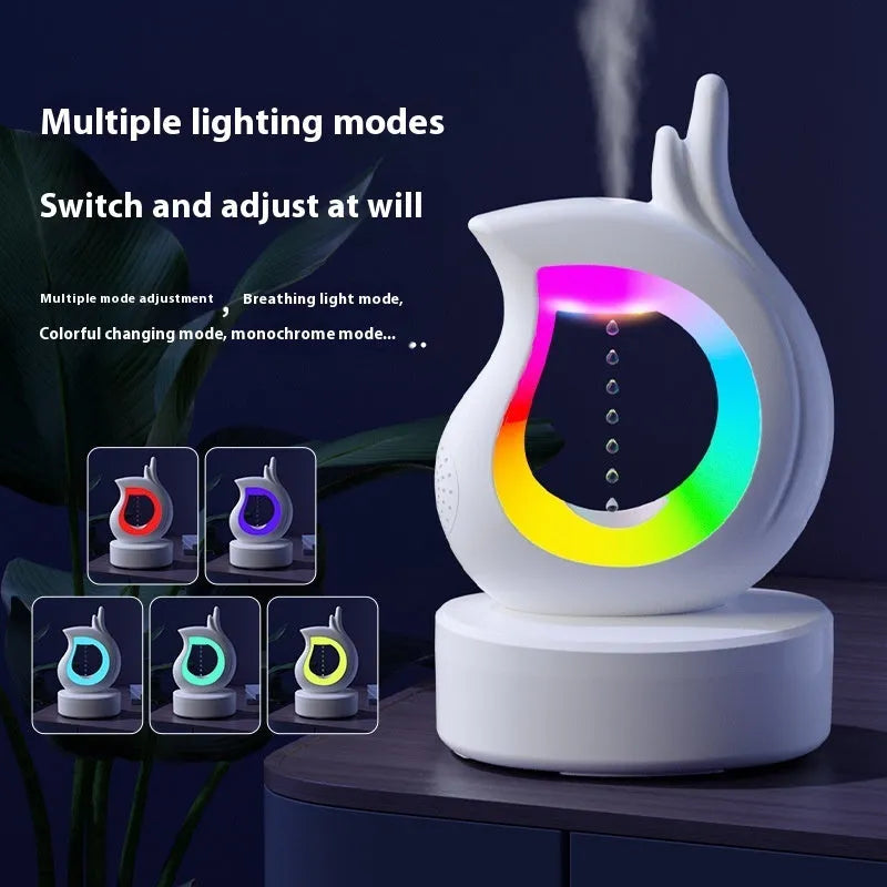 Anti-gravity aroma diffuser in Orchid style with USB power, voice control, and large mist output on a table