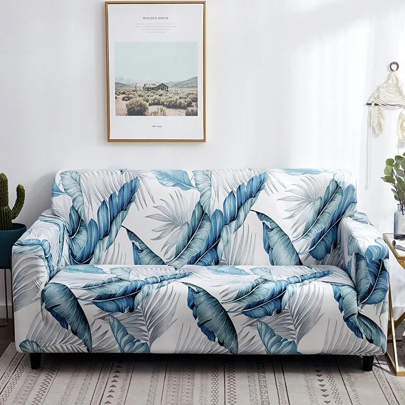 Elastic polyester striped sofa cover in modern design for a 3-seat sofa, available in 15 colours