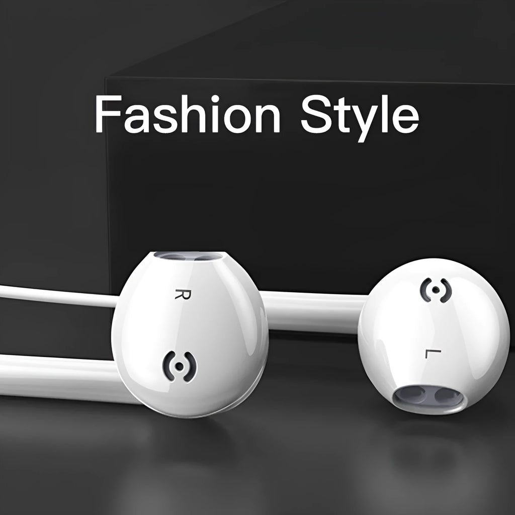 White wired earbuds voice headset with 3.5mm jack and 1.2m TPE round cable
