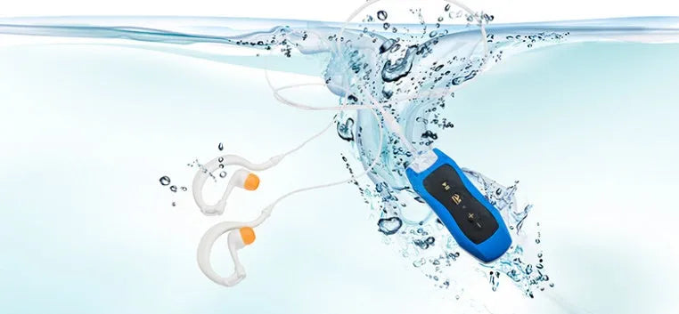 Compact waterproof Bluetooth MP3 headset in multiple colours for swimming and running