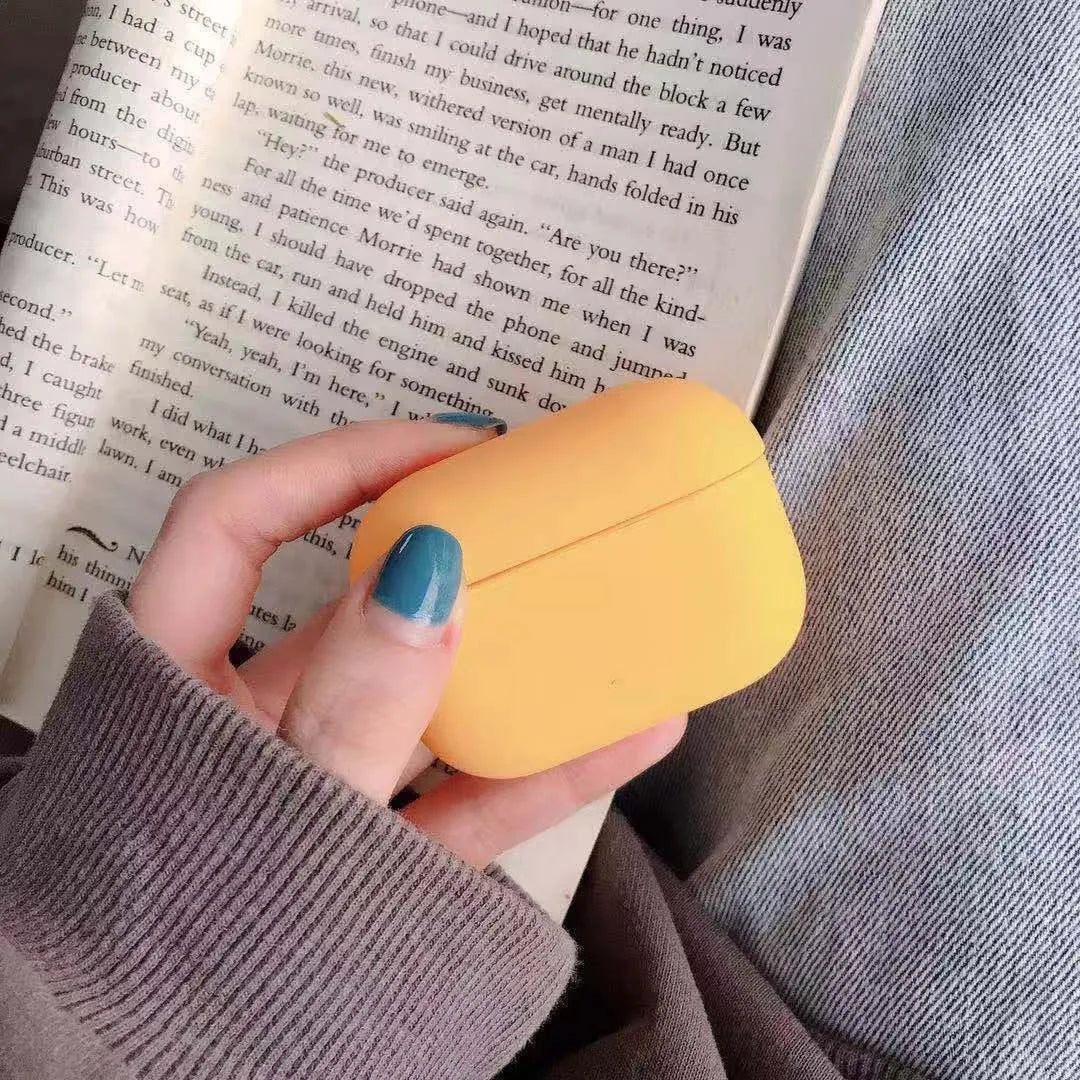 Clear plastic protective case for AirPods Pro earbuds in a selection of colours.