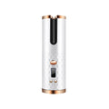 Rechargeable cordless automatic hair curler with ceramic barrel and LCD display in choice of colours.