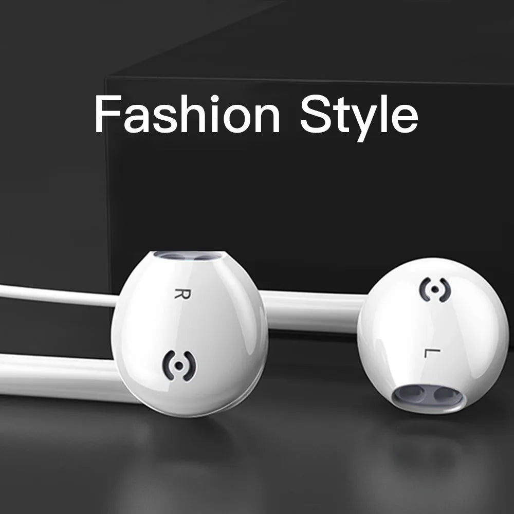 White wired earbuds voice headset with 3.5mm jack and 1.2m TPE round cable