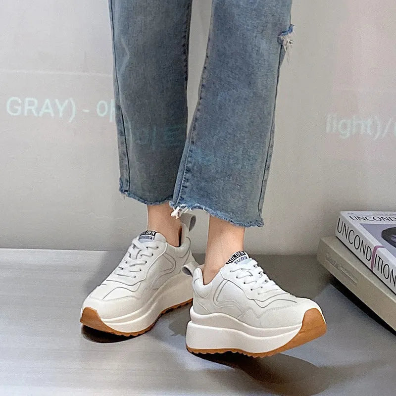Women's beige cattlehide leather casual sports shoes with cross strap detail and low-top design