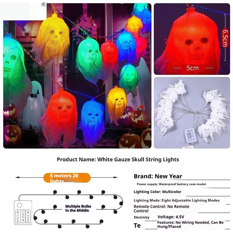 Halloween battery powered LED string lights in colour and warm white options for indoor wall decoration