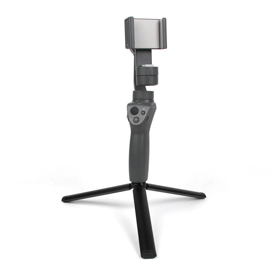 Black aluminium alloy mobile phone tripod handheld stabiliser compatible with Apple iPhone photography