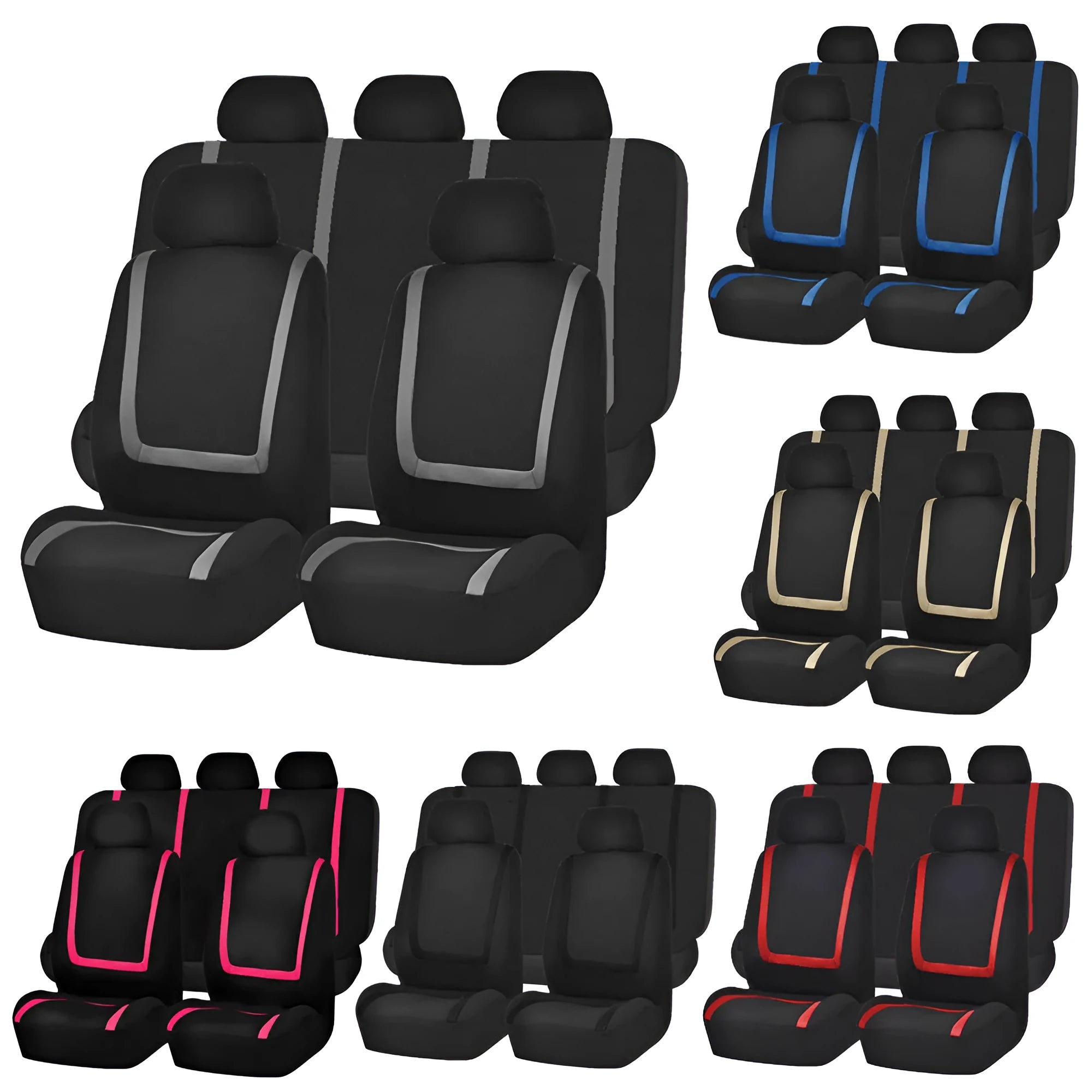 Fully enclosed car seat cover cushion cover in beige polyester cloth with 2mm sponge, 4-piece set