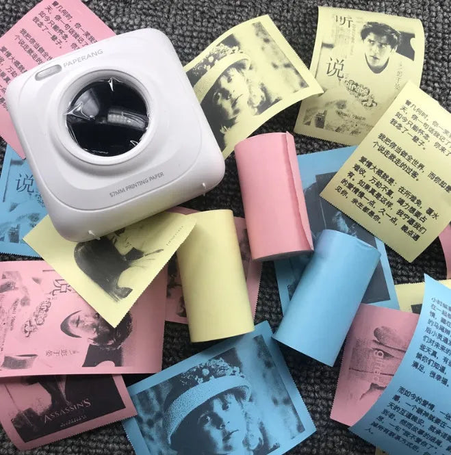 Mini Bluetooth wireless thermal printer for photos and stickers, white colour, compact size