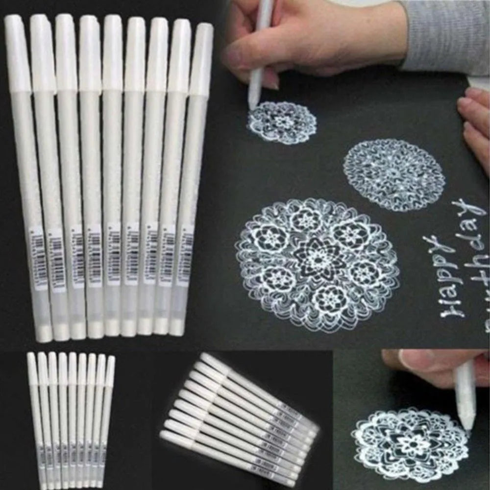 Touchnew black hand-painted highlight pen with 0.8mm tip in golden, silver and white ink colours