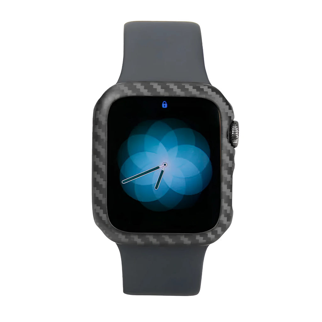 Half wrap leather and carbon fibre protective case for a 44mm Apple Watch 4.