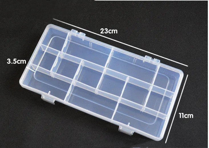 Portable lure fishing box open showing four inner boxes and main compartment with lid