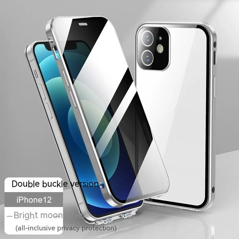 Glass privacy iPhone case with double-sided buckle in multiple colour options