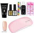 100-piece boxed nail crystal glue set with scaled nails and mouse lamp in assorted colours including Coffee B, Skin B, and Clear B