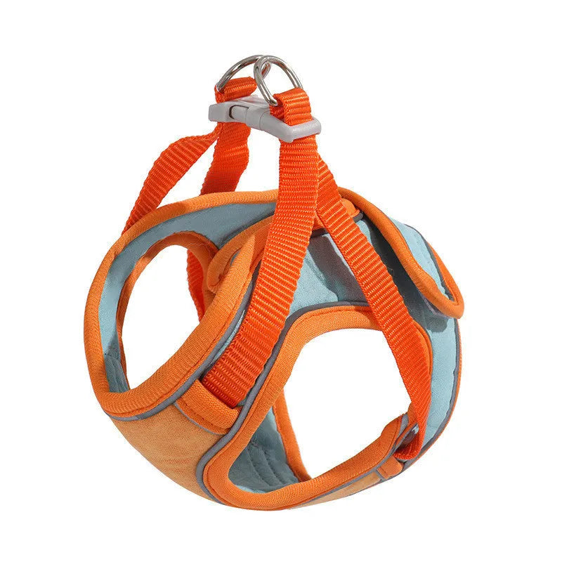 Anti escape reflective cat harness leash set with suede material and colour-matching rope in blue