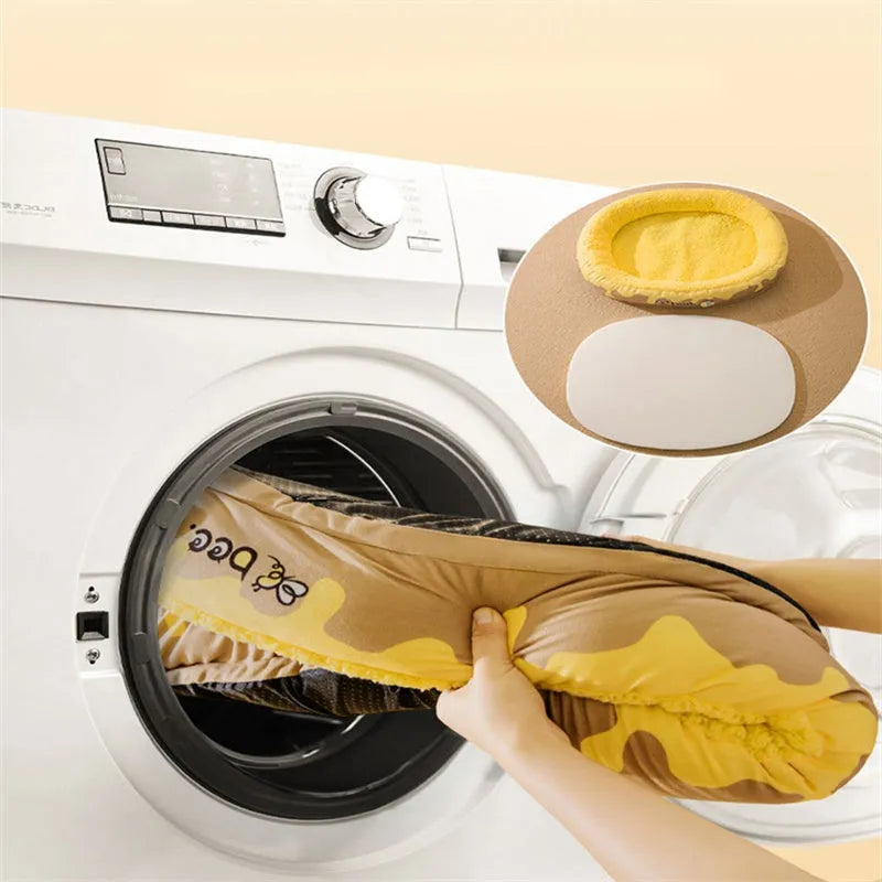 Grey and yellow washable pet bed with detachable cover for small and medium dogs and cats