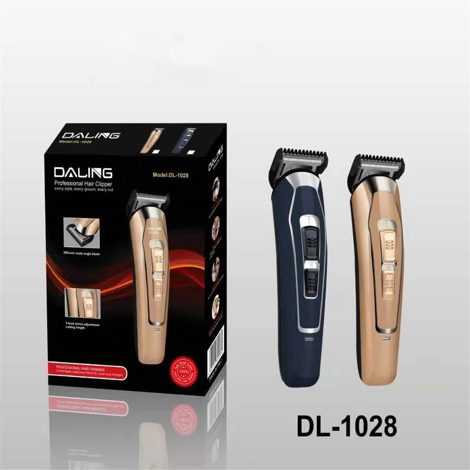 Dark blue rechargeable electric hair clipper with stainless steel blades for cordless haircuts