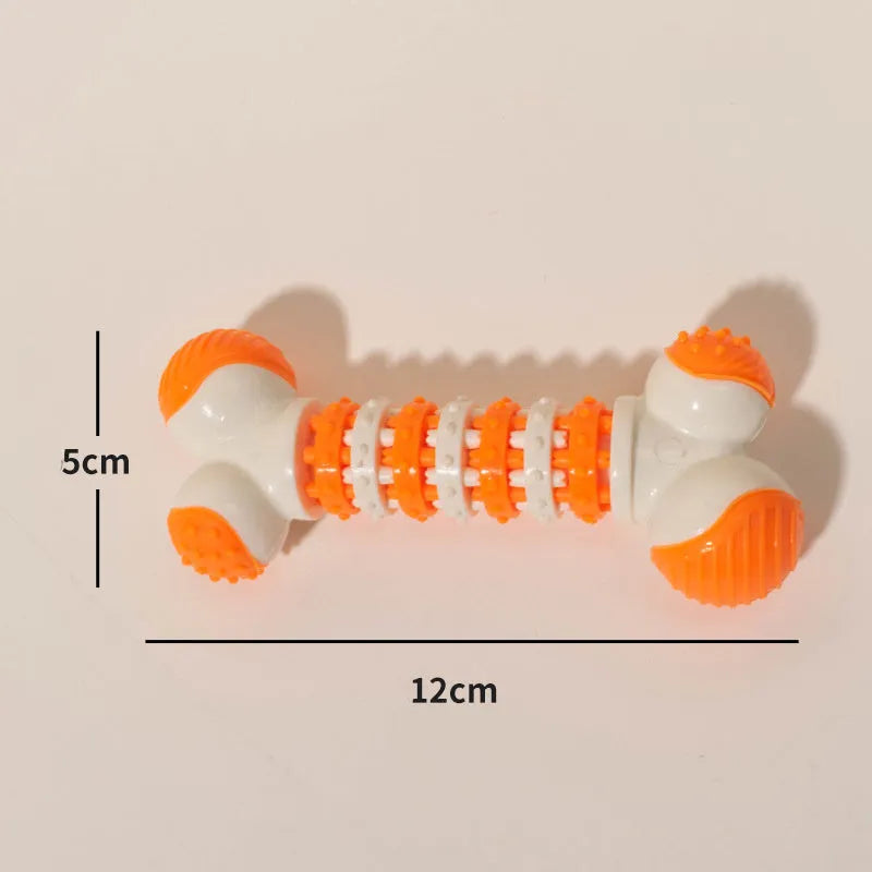 Bone-shaped blue interactive dog toy for small breeds with treat holder compartment