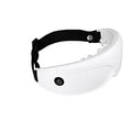 Eye massager with adjustable headband, silicone contacts, and 9 vibration modes in black and white colour