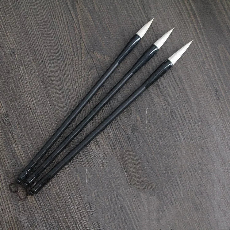 Student Chinese calligraphy brush with steel barrel and traditional wolf hair nib