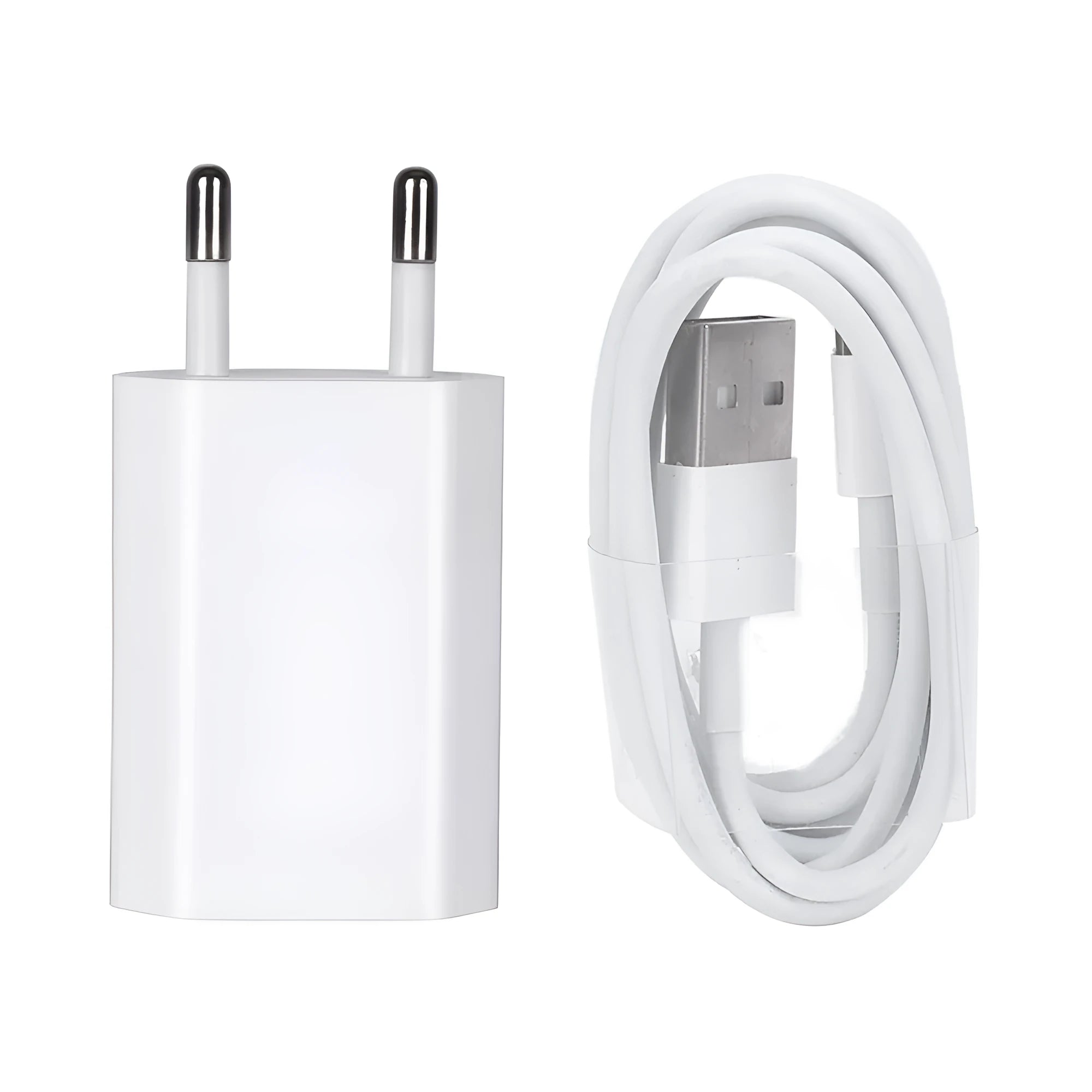 USB travel charger and cable kit for iPhone and iPad models with 5V 2A fast charging capability