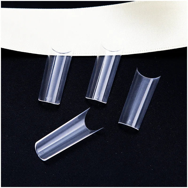 Transparent acrylic French long nail tips in 50-piece pack for nail extensions