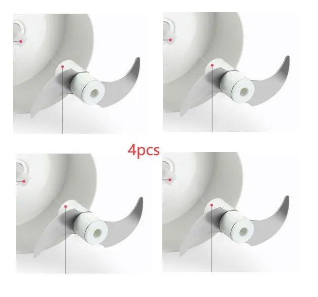 Manual food chopper with magnetic 304 stainless steel blade on plastic base, white colour