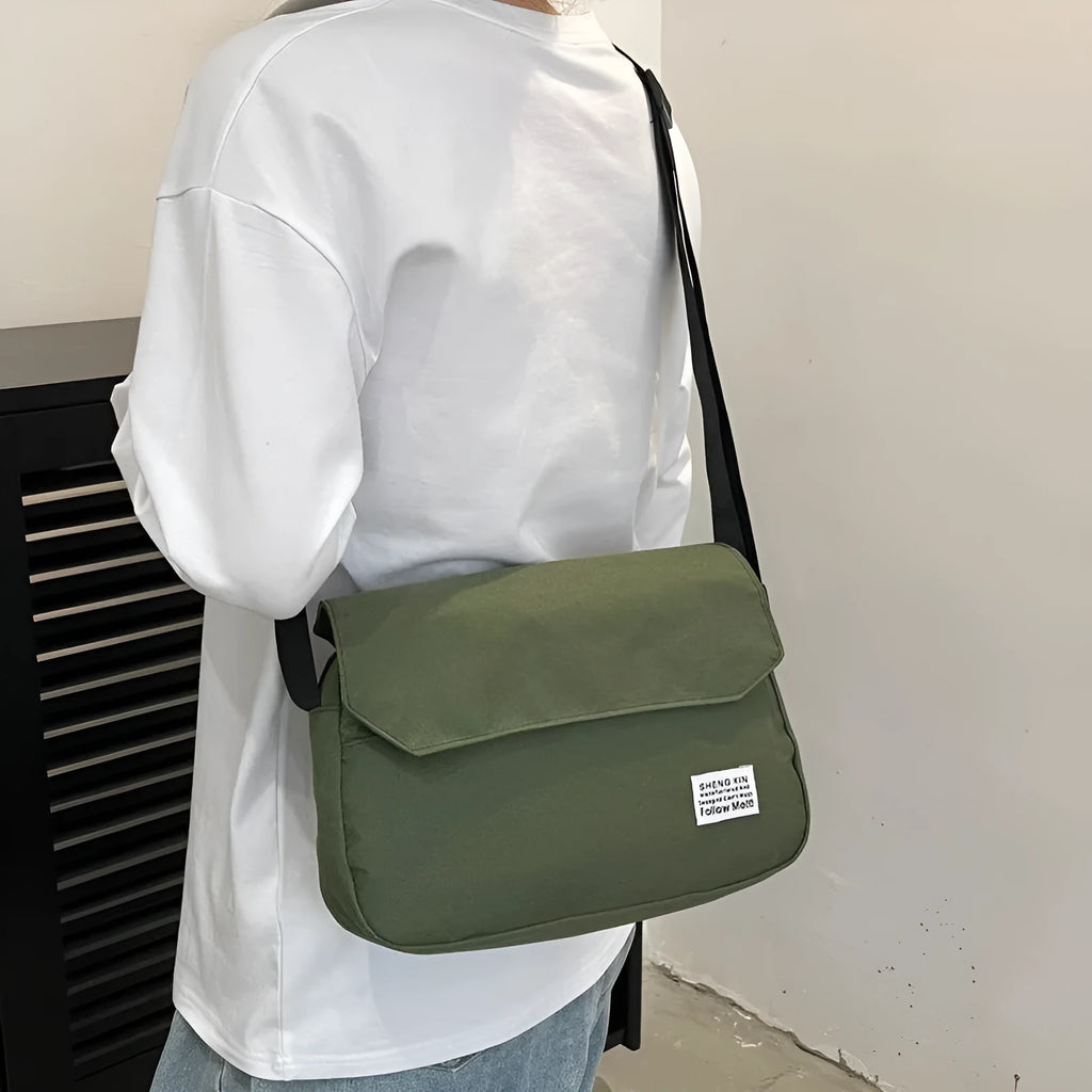 Ins messenger bag Oxford cloth crossbody shoulder bag for women men casual small flap bag light gray 27cm 29cm height 19cm